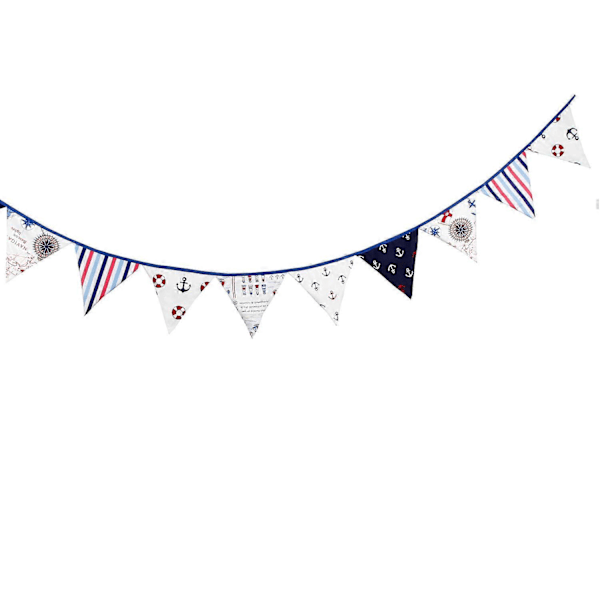 3,2 m Blå Fest Guirlande Trekant Flag Stof Banner Vimpel String Flag til Drengefødselsdag Dåb Marineblå Pirat Tema Banner Værelse Hængende D