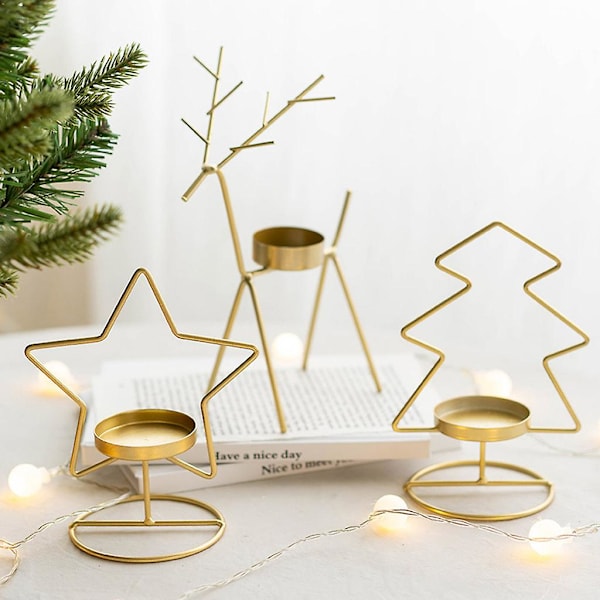 Jul Ljusstake Smidesjärn Ljusstake För Heminredning Jul Födelsedag Bord Bröllop Skrivbordsdekoration