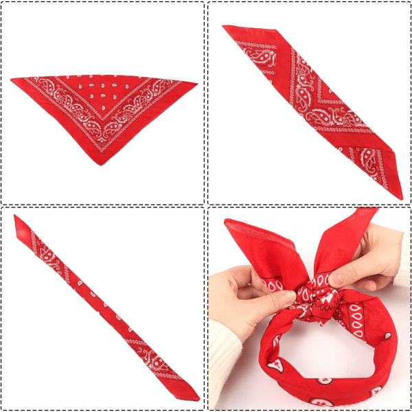 3 stk. Bandana Hår tørklæde, 54 x 54 cm Hårbånd Pandebånd Lommetørklæde