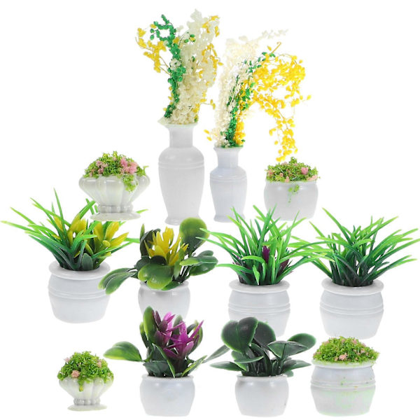 13 stk. Dukkehusplanter Miniatyr Bonsaiplanter Mini Potteplanter Modeller Små Falske Grøntområder Ornamenter