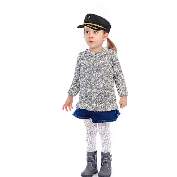 1 stk. Søkaptajnshat Broderet Navy Cosplay Voksen Kaptajnshat Manian Stil til Voksne (Sort)