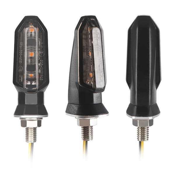 #4stk 3LED Høj Lysstyrke Motorcykel Blinklys - Sort E1 til Hon#