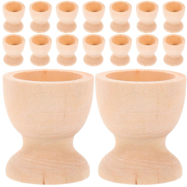 16 stk. Kunstig Egg Leketøy Holder Tre Eggkopp DIY Blank Egg Stand Kreativ Påske Egg Holder