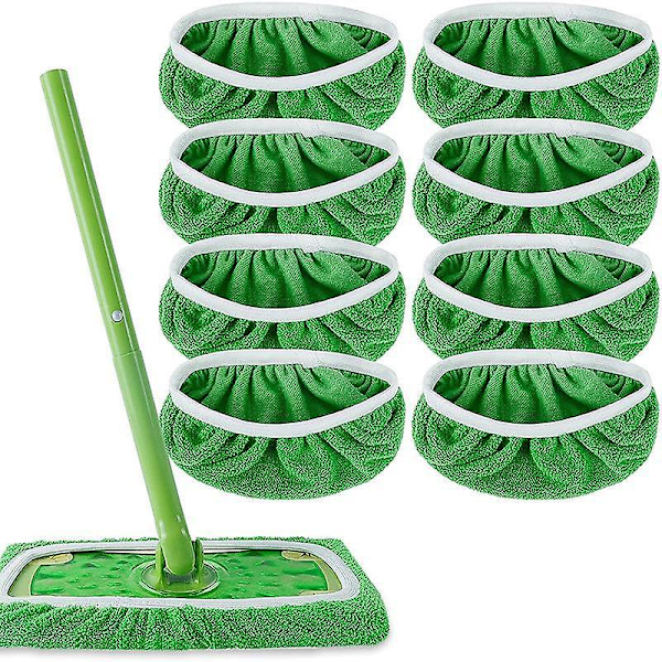 8 st Återanvändbara Mikrofibermoppdynor för Swiffer Sweeper Mopp, Torrsopningsdukar & Våta Moppdukar