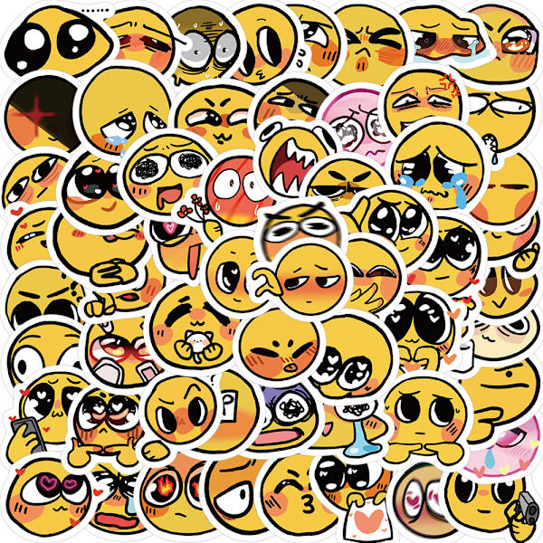 #60 st emotionella gula små uttryck graffiti klistermärken, DIY#