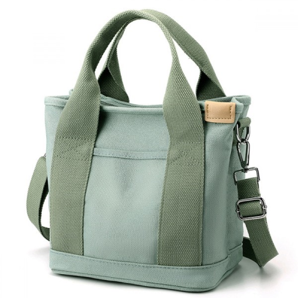 #(Grøn) Håndtaske i lærredstaske med stor kapacitet med flere lommer#