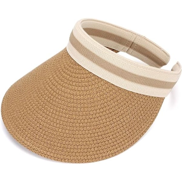 Sommerhatt for kvinner med bred brem i strå, khaki