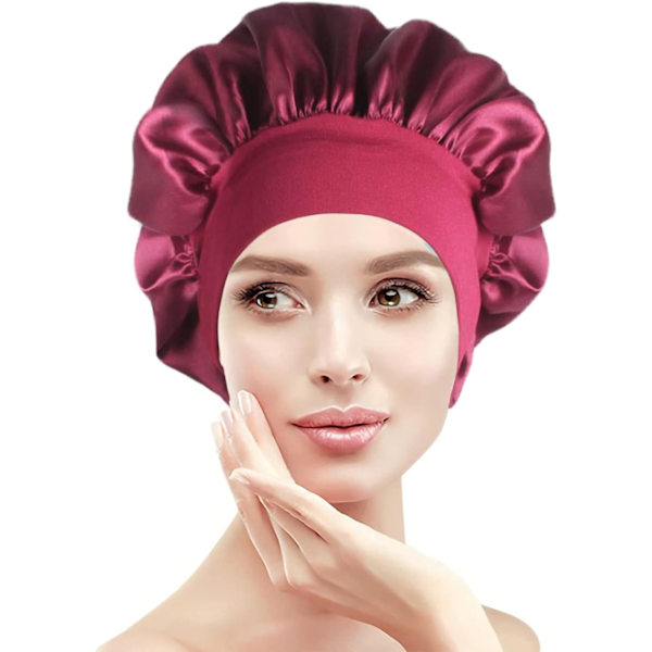 1 Stycke Satin Hårsömnhatt, Sömnhattar, Stretchig Nattmössa