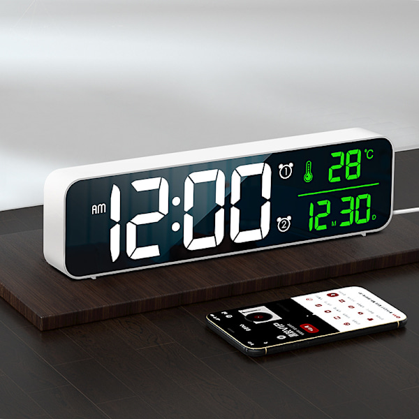 Svart Digital Väckarklocka, Väggklocka Morgonväckarklocka LED Di