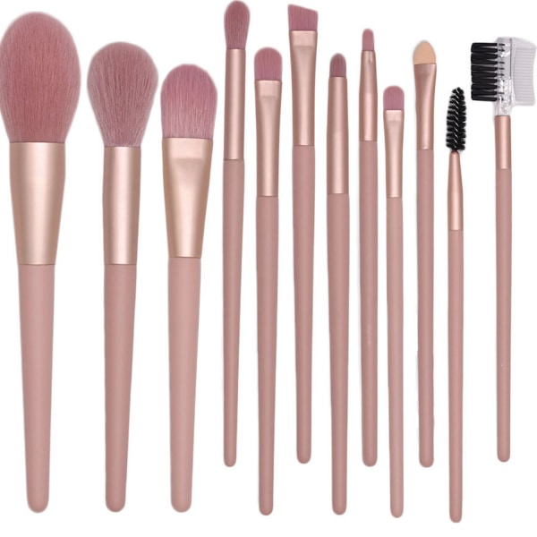 #12-delt pink makeup børstesæt#