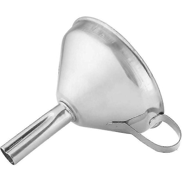 Trakt i rustfritt stål med håndtak, kjøkkenredskap for fylling av flasker, flytende overføring, metalltrakt diameter 10 cm