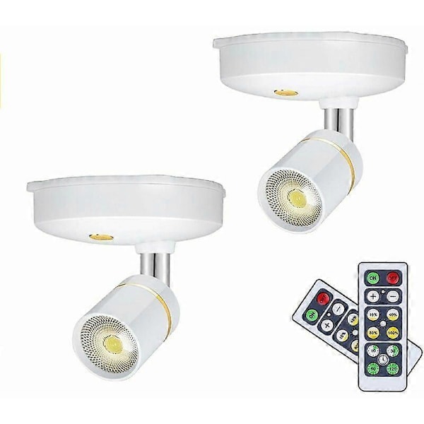 2-pack Mini Trådlösa Spotlights Batteridrivna för Inomhusbruk Dim