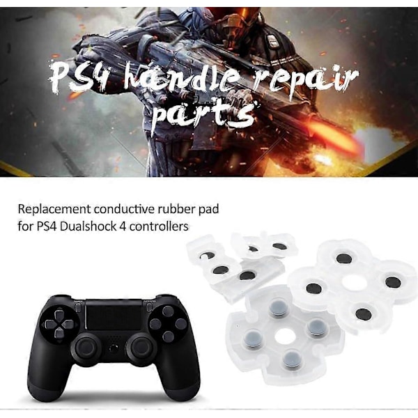 4 Set Silikon Ledande Gummi Pad Knappsatser för Sony Playstation 4 PS4 Kontroller för Dualshock 4 Knappar Reparation Ersättningsdel