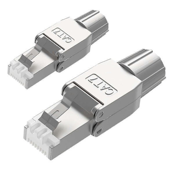2 st RJ45 Cat7-kontakter Verktygsfria Skärmade Verktygslösa Modulära Nätverkskontakter För Installation Ca