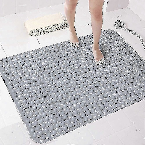 80cm*120cm Ekstra Stor Badekar Bruser Måtte Med Sugekopper, Skridsikker Fortykkede Svømmebassin Måtte Stort Badeværelse Med Drænhuller Bruser Gulvmåtte
