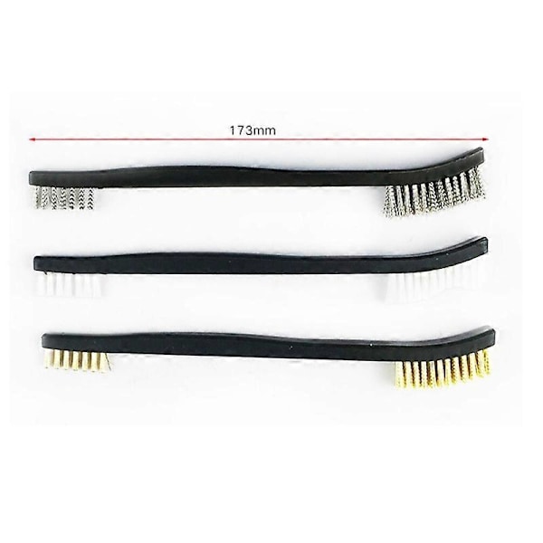 Mini Wire Brushes Rengjøringssett, 7 stk. Nylonstålbørste Messing Dobbelbørste og Metallpigger Polymer for Rustfjerning, Skraping av Smuss