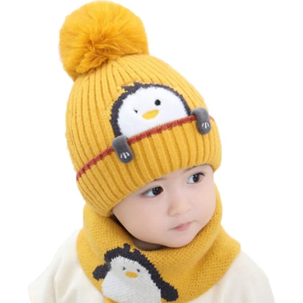 /#/Hættehalstørklæde Sæt Hat Hætte Hat Børn Vinter Baby Strikkede Bea/#/