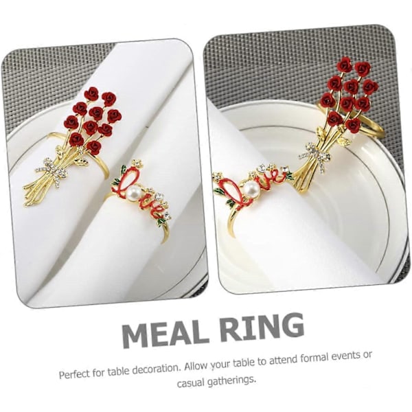 4 stk. Servietring Servietholder til Bord Rhinestone Servietholder Hjerte Servietspænde Valentinsdag Servietspænde Servietbånd Servietringe