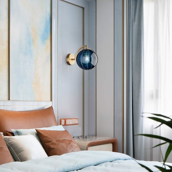 *Ny nordisk moderne væglampe Ø15CM blå glas kugle væglampe skanse*