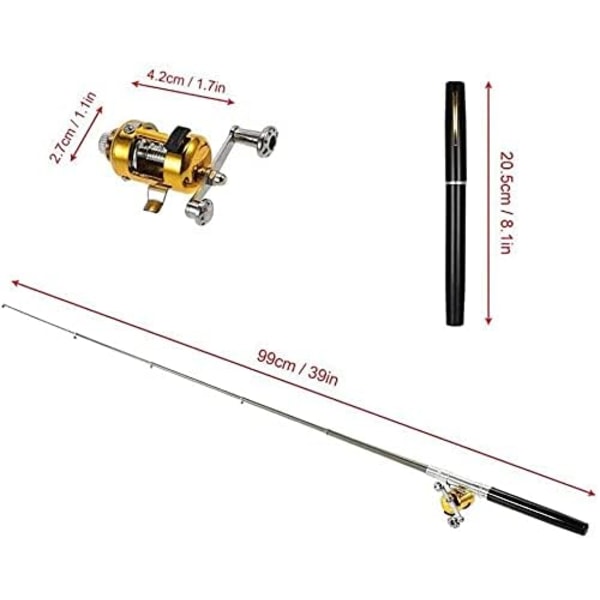 #Fiskespö teleskopisk penna och rulle set, mini isfiskespö#