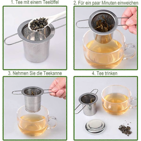 Pakke med 2 te-infusere, løs te-infuser, premium 304 rustfritt stål tefilter