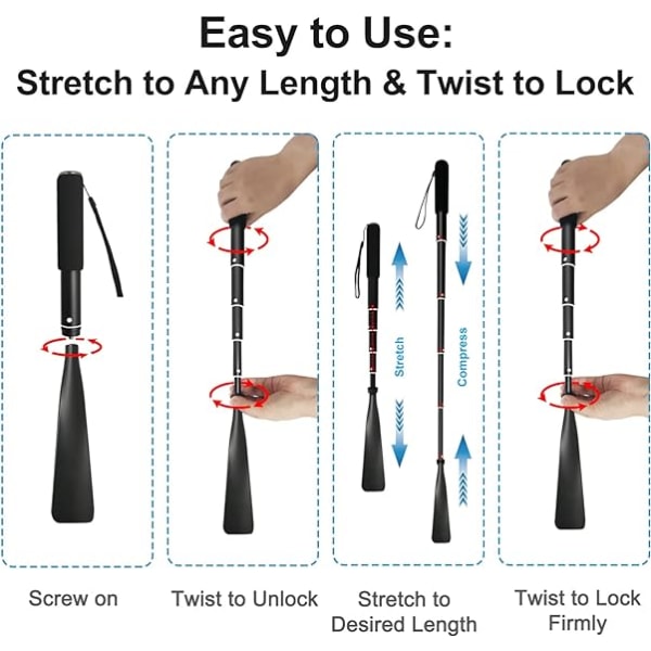 /#/Lång metallsko sko sko - Teleskopisk 34-85 cm, aluminiumlegering sko h/#/