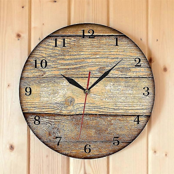 Väggklocka, trä, 100% tyst utan tickande, diameter 33 cm, design, för vardagsrum, sovrum och kök