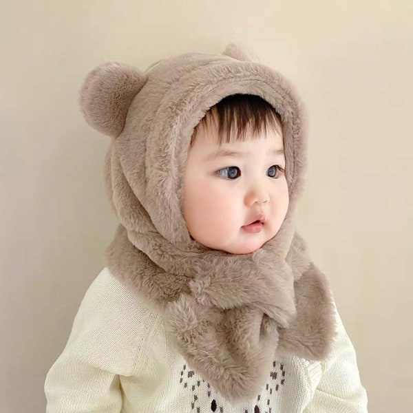 #Plush Halsduk Hatt för Barn, Bebis Öron Skyddande Hatt för Pojkar#