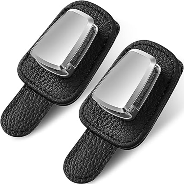 2 Pack Universal Car Solbrille Holder Læder Holder med Ticke