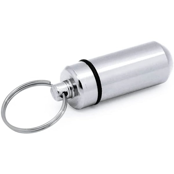 2 st Mini Medicinförvaringsdosor (Silver), Medicinskt Nyckelband, Medicinförvaringsdosa