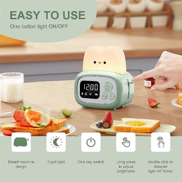 Timer Clock Toaster Lamp, söt Nattlampa Med Tidshanteringsverktyg Och Bordsklocka Alarm Digital T