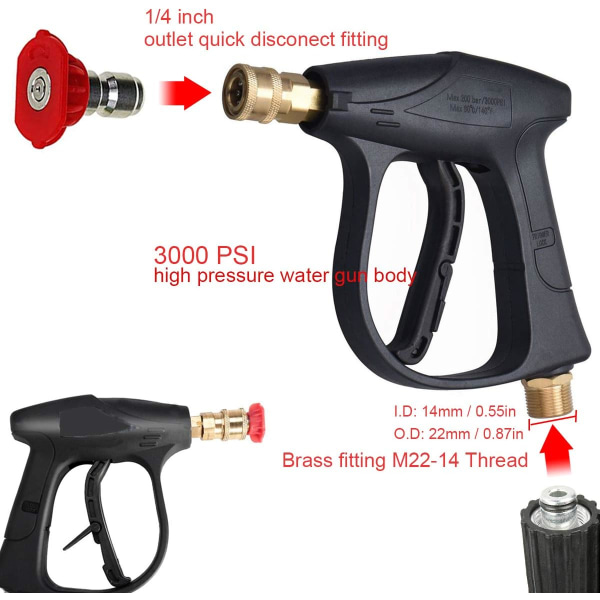 Högtryckstvättpistol för bil tvätt 3000 PSI Max med snabbkoppling