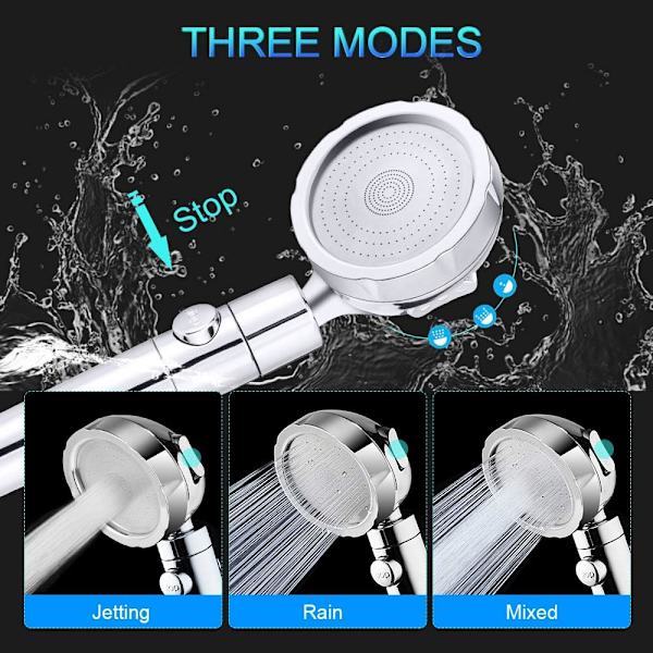 *Brusehoveder, 360° rotation, med 2M PVC-slange, med 3 højtryks*