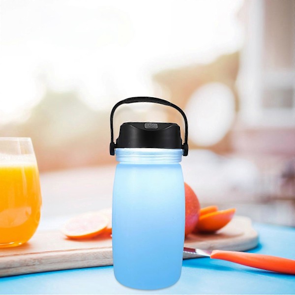1 st USB Solcellsladdning Vattenkokare Tältlampa Kopp Ljuskopp för Camping Resor Vandring Himmelsblå
