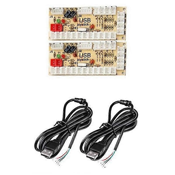 Arcade DIY Kit Del 2X 8 Vejs Joystick + 16X LED Belyste Trykknapper + 2 Spillere + Mønt til 3B Model
