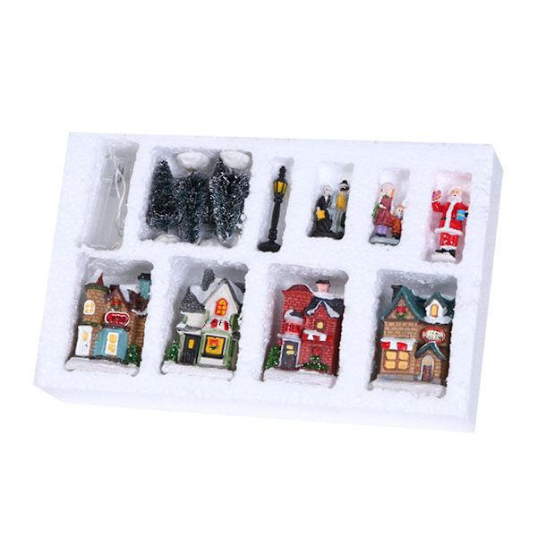 Julscen Byhus 10st Resin Lysande Ljushus Aa Batteri Drivs3