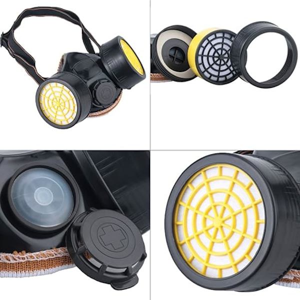 Återanvändbar Respiratormask, Dubbelfiltrering Mask Skydd Mot