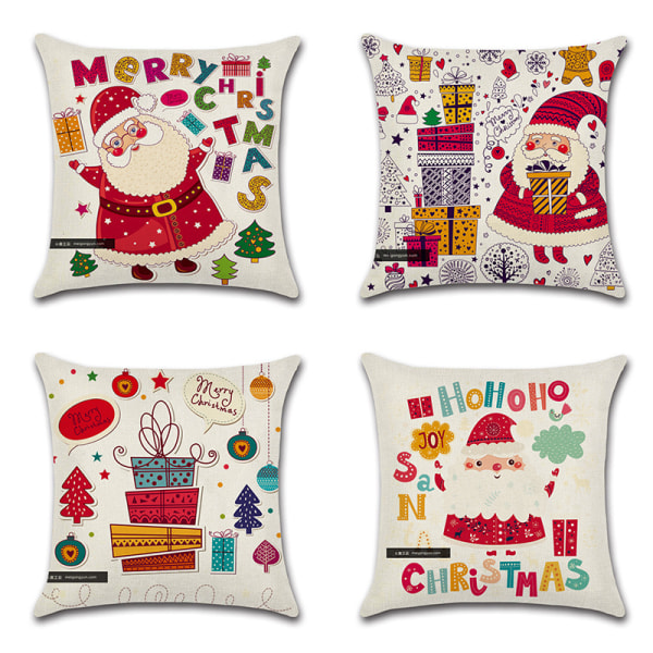 /#/Set of 4 Christmas cute pillow cases 45*45cm/#/