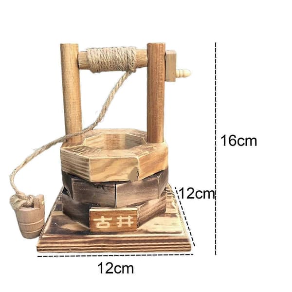 Simulerings Træbrøndsmodel Miniaturer Samlerobjekt Ornament Skrivebordsdekoration