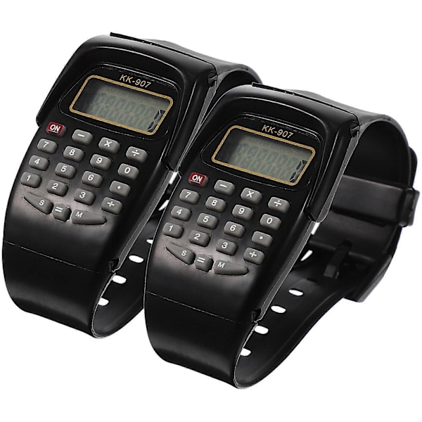 2 st Klockräknare Bärbara Räknarklockor Armbands Geometrisk Operationsklocka Födelsedagspresent till Barn Svart