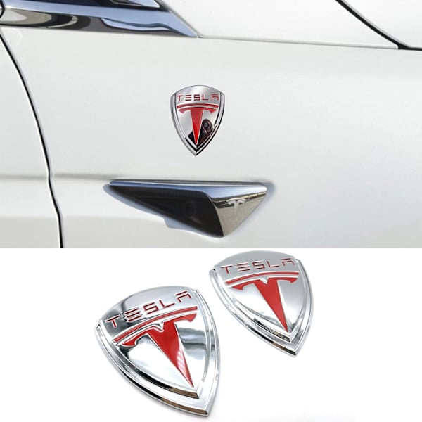 *Auton lisävaruste ja Tesla-merkki - 3D-metallikyltti / Auton tarra / Setu*