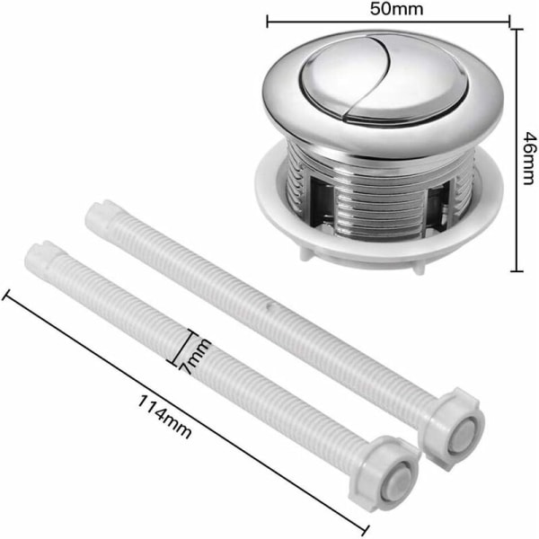 2 stk. 38mm Toilet Trykknapper Dobbelt Spol Standard Knap Krom S