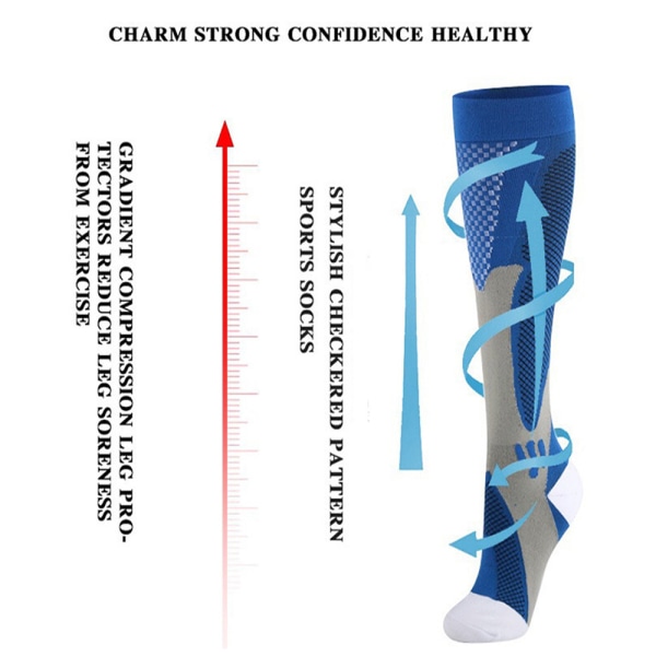 #3st kompressionsstrumpor, snabbtorkande och andas, blå S/M#
