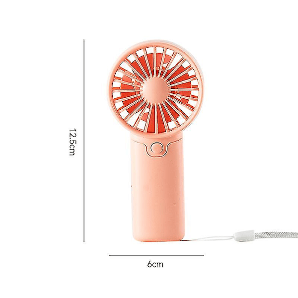 Torrbatteridriven liten fläkt, liten fräsch studentrumsfläkt, portabel utomhusfläkt med snodd, mini handhållen liten fläkt rosa