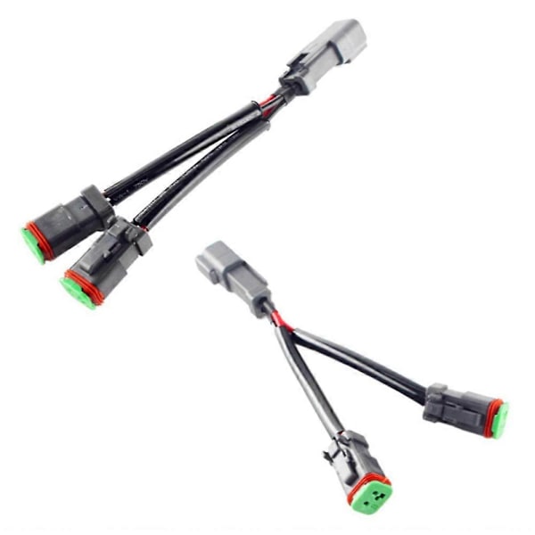 2 stk Y-formet Dobbel Utgang Deutsch DT DTP 2-pinners Adaptere Koblinger Splittere Kompatibel med LED Pod Lys, LED Lysbar, LED Arbeidslamper, Tåkelys
