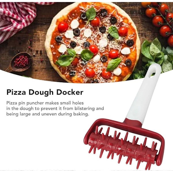Pizzadejrulle, Pizzadej Docker Dejboble Killer, Dokningsværktøj til Pizza Cookie Tærte Dej Brød (Rød)