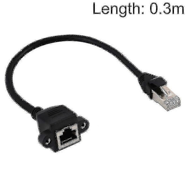 Rj45 Hun Til Han Cat6e Netværk Panelmontering Skruelås Forlængerkabel, Længde: 0,3m