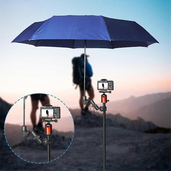 Dobbel Kameraklemme Superklemmeholder for Lysstativ Paraply Stativ Reflektor Motorsykkel
