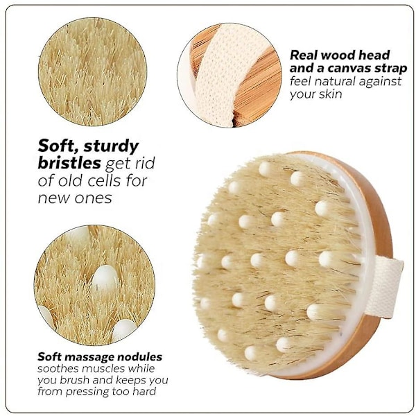 Kroppsborste Den exfolierande borsten Badborsten med naturliga borststrån för att eliminera celluliter och toxiner från död hud Behandlingen