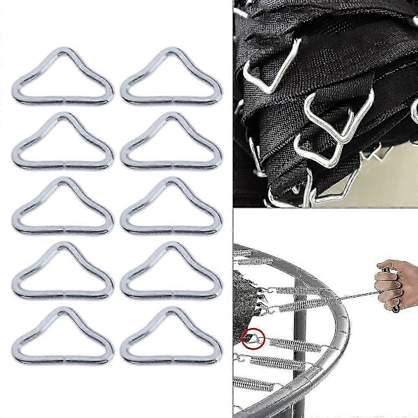 10 st Metall Triangelringar Spännen V-ringar För Reparation av Trampolindelar